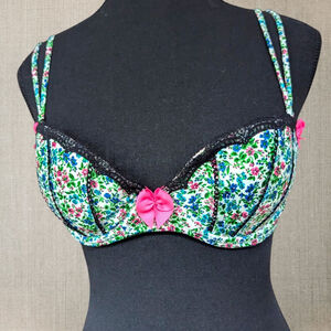 Victoria’s Secret Sexy Little Things Floral Balconette Bra 36B Y2K Lace Coquette